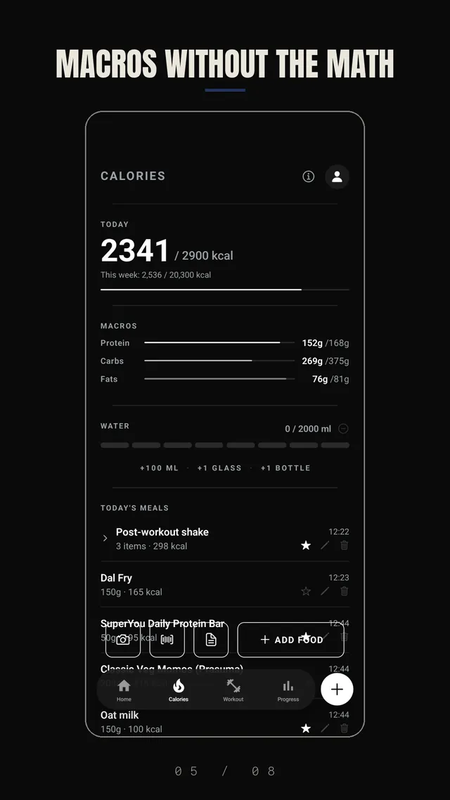TRHD app — Macros and water tracked without the math